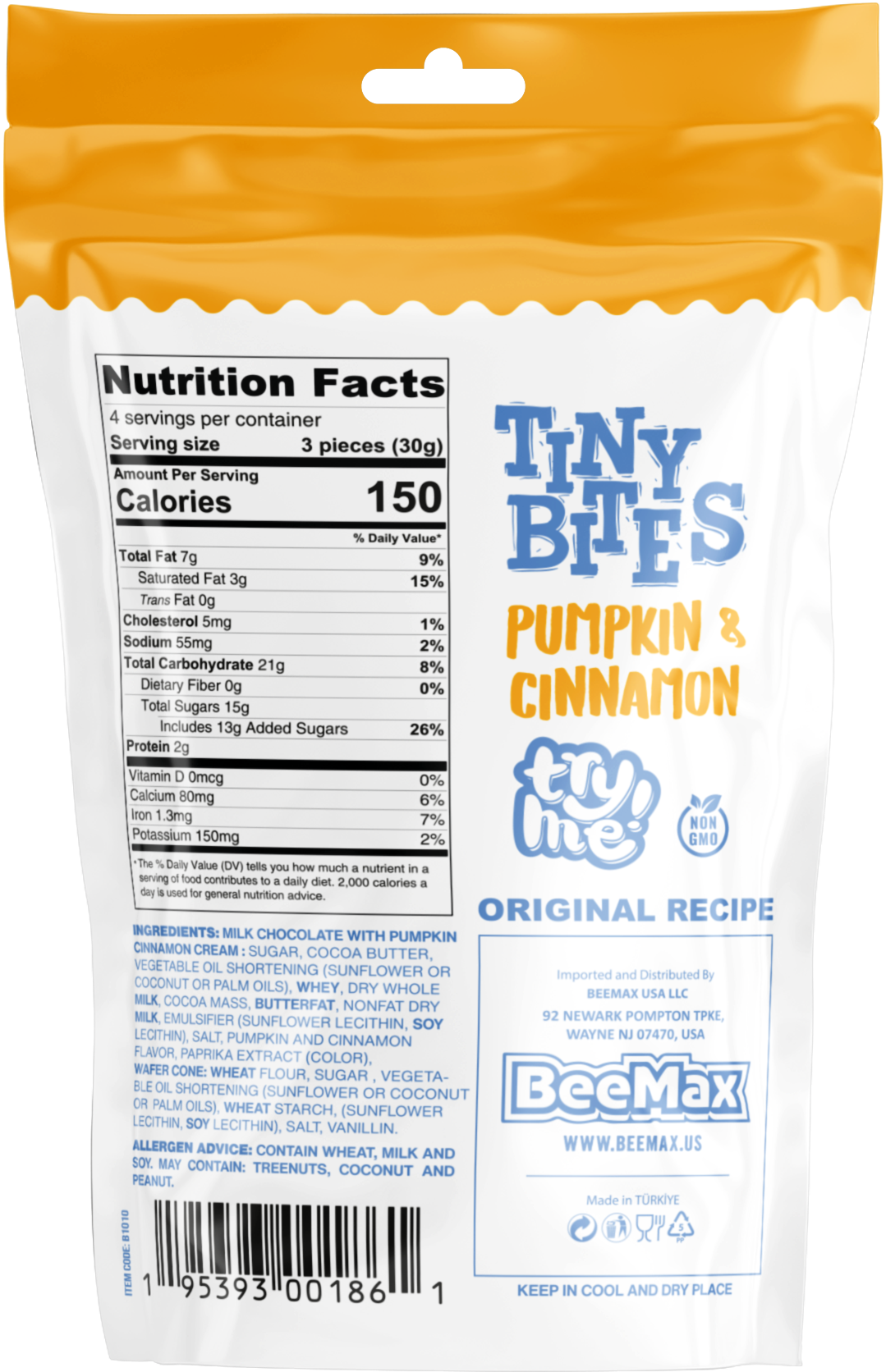 Tiny Bites Pumpkin & Cinnamon 4.24 Oz. Bag